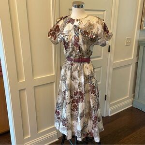 Vintage Safari Style Midi Shirt Dress